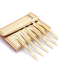 Gold Eyelash Extension Tweezer Set With Diamond Grip For Precision Lashes Pro Grade Tools For 2D To 6D Volume And Individual Eyelash Extensions 6Pcs