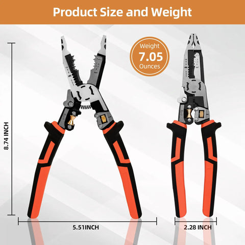 All In One 10 In 1 Wire Stripping And Crimping Tool For Pros And DIYers Versatile Cable Cutter And Pliers size and weight details