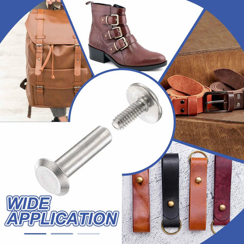 Kickass M3x4mm Chicago Screws 30 Piece Set Rust Resistant Stainless Steel Binding Post Rivets showcased with leather projects