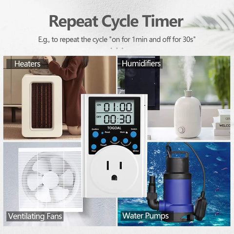 Plug In Timer With Infinite Repeat Cycles And Countdown 24 Hour Daily On Off Programs For Outlets Lights Hydroponic Pumps 120V 15A 2 Pack
