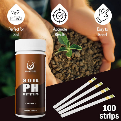 100 Pack Soil pH Test Strips Kit With Fast And Accurate Readings For Garden Lawn And Plants 3 To 9 pH Range, hands holding soil