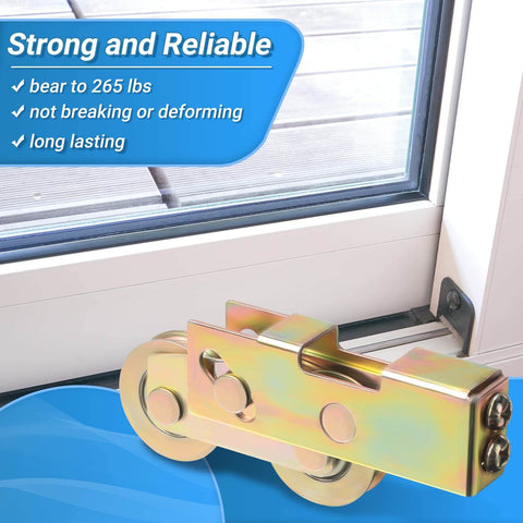 4 Pack Sliding Door Rollers Replacement Kit One And One Quarter Inch Steel Ball Bearing Tandem Wheels for Patio Doors
