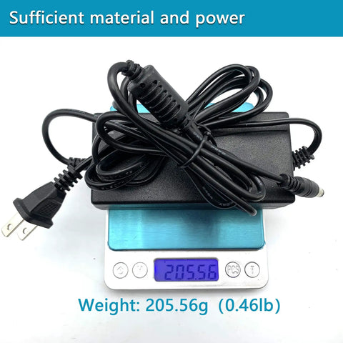 DC 12V 5A Power Supply Adapter Transformer With 100 To 240V AC Input And 5.5x2.5mm DC Output Jack on digital scale at 205.56g