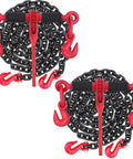 G80 Chain And Ratchet Binder Set 3/8 To 1/2 Inch, 20 Feet Transport Chain With Hooks, Two Pack, 9,200 Lb Working Strength