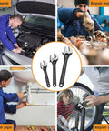 Ridiculously Handy 3-Piece Adjustable Wrench Set With 6, 8, And 10 Inch Wide Jaw Great For Auto Repairs, Plumbing, And Home Fixes