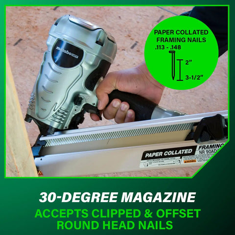 Pro Grade Framing Nailer For Roofing, Flooring, Truss Build Up, Subfloor And Decking With Quick Switch Nailing and Paper Collated Nails