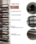 Premium Pullout Shoe Rack Organizer For Closet Adjustable Height Retractable Metal Stackable Vertical Shelf showcasing adjustable shelves and steel components.