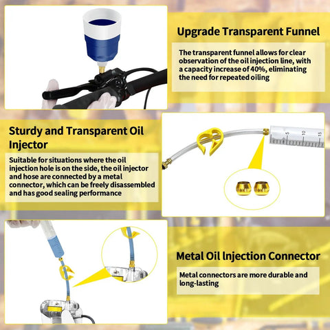 Hydraulic Disc Brake Bleed Kit for Magura Systems, Includes 180ml Mineral Oil, Metal Adapter, Transparent Funnel for Easy Oil Monitoring