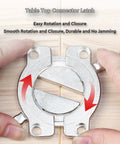 Say Bye To The Wiggle Heavy Duty Zinc Alloy Table Top Connectors With Secure Latch, showing easy rotation mechanism in close-up.