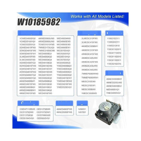 Drying Machine Programmer Assembly W10185982 Replacement Part For Amana Dryers, DIY Friendly, 220V Compatible, Precise Fit, Easy Install, Durable Control Module For Reliable Drying Performance, replacement control module with model list