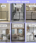 Extra Wide Baby Gate With Walk Through Door Adjustable From 62.19 To 66.92 Inches Pressure Mounted Auto Close Black Steel Gate