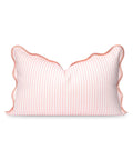 Chill Coastal Patio Lumbar Pillow Cover 12x20 Inches Water Repellent Indoor Outdoor Blush Pink Stripes With Scalloped Edge Hidden Zipper