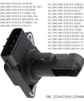 Mass Air Flow MAF Sensor Plug And Play Replacement For Toyota Camry 2002-2006, Corolla 2003-2008, front view, black plastic sensor