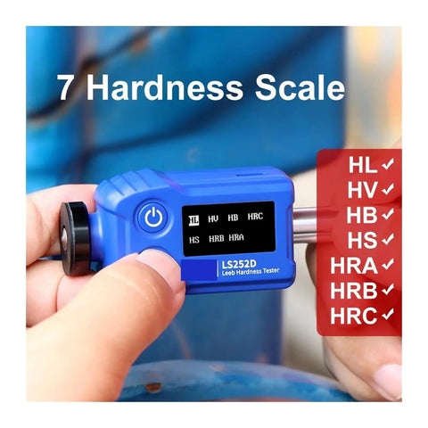 Heavy Duty Digital Leeb Hardness Tester Pen Style Portable Metal Hardness Meter For Carbon Steel showing 7 hardness scales display.