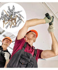 Workers using Spiral Wall Anchors Kit 13X32MM Zinc Alloy Self Drilling Hollow Anchors for drywall installation