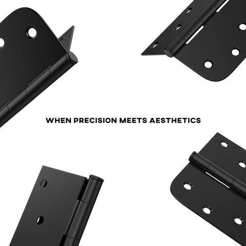Matte Black Door Hinges 4 By 4 Inches, 12 Pack With Square And Round Corner Design, Includes 96 Matching Screws