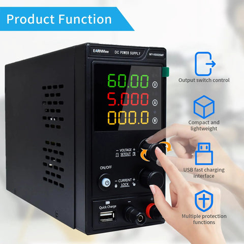 High Precision Variable Power Supply 60V 5A 300W Bench Regulated Unit With 4 Digit LED Display USB Port 9V 2A 18W