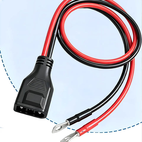 Heavy Duty 50 Amp Extension Cable 8 Awg Copper Bidirectional Fast Charging Cord with ring terminals, ideal for battery connections.