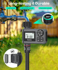 No Fuss Easy Set And Forget Outdoor Hose Faucet Timer With Rain Delay for programmable sprinkler, attached to faucet