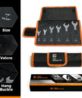 Ultra Thin Open End Wrench Set, SAE 6-Piece With Slim Profile Wrenches in Roll-Up Pouch, Carbon Steel, Mirror Chrome Finish