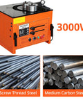 Industrial Strength 3000W Hydraulic Steel Rod Bender With Foot Pedal, cutting and bending machine for rebar and steel rods.