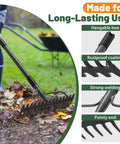 Heavy Duty Bow Rake With 63 Inch Handle And 17 Tines For Leaf Cleanup, Leveling Soil, mulch and compost spreading, weeding