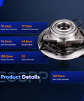 Pair Of Front Wheel Hub Bearing Assemblies With ABS For 2009 2010 Ram 1500 Pickup 5 Lug Replacement Kit New Complete Front Hub Bearings