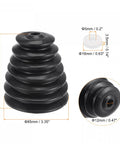 5 Pack Top Shelf Heavy Duty Silicone Drill Dust Collectors For Electric Hammer And Impact Drills Black showing size and details.