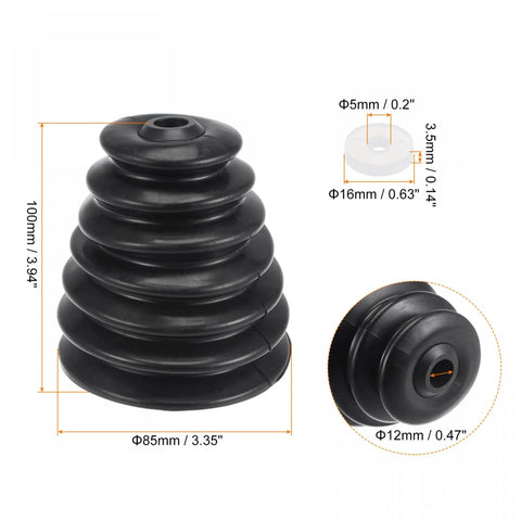 5 Pack Top Shelf Heavy Duty Silicone Drill Dust Collectors For Electric Hammer And Impact Drills Black showing size and details.