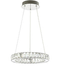 Chrome 1 Light Integrated LED Pendant With Crystal Ring Dope Adjustable Height Modern Glam Dining Room Chandelier