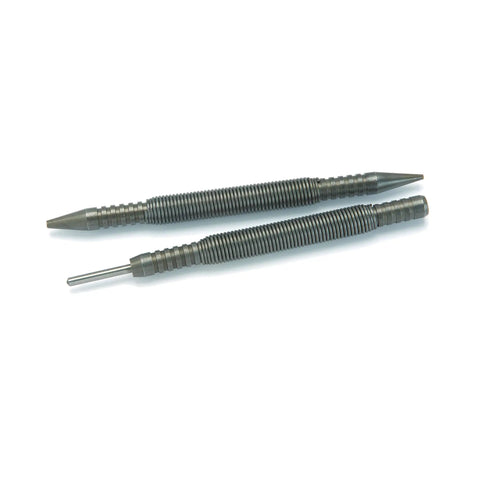 Two Pro Door Hinge Pin Remover And Nail Set Tool 2 In 1 Hammerless Pin Removal With Dual Nail Sets For Trim Work, metal finish, side view