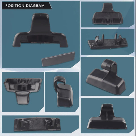 Position diagram of Rear Sun Shade Hook Clip Kit With Cover for Honda Pilot 2016 2022 and Passport 2019 2021, black clips shown.