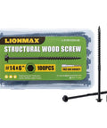 Heavy Duty Timber Screws Six Inch Structural Lag Bolts With Hex Washer Head And Knurled Shank For No Sweat Installs And Rock Solid Wood Framing Comes In A One Hundred Count Pack in a clear container.