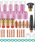 53 Piece TIG Welding Torch Consumables Kit With Collets, Alumina Ceramic Cups, Glass Cups, Gas Lens, And Accessories For WP-17/18/26