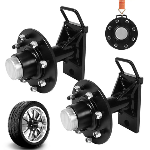 Beefy Shipping Container Wheels 8x6.5 Lug Kit Handles Up To 8000 Lbs Per Caster showing heavy-duty casters and mounting hardware.