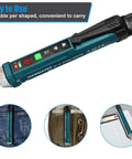 Non Contact Voltage Tester With 9 Gear Adjustable Sensitivity in pocket and clip, AC Voltage Detector shown for portability