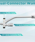 Dual-connector wand for pressure washer foam gun, featuring 1/4 inch quick connect socket and plug, part of car wash kit.