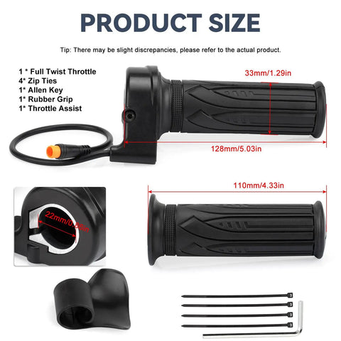 Full Twist Throttle Grip For E Bike And Scooter 12V To 72V 3 Pin Waterproof Connector Fits 22mm Handlebars Ideal For Lectric XP4 MacFox X1 And More Versatile