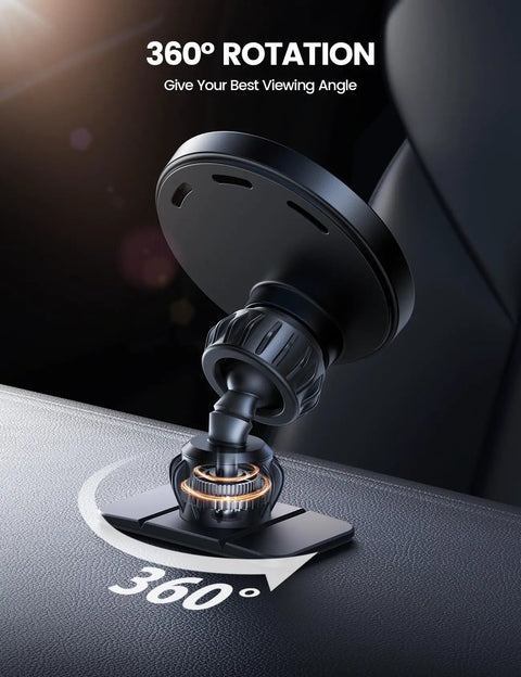 MagSafe Car Mount Charger With 15W Wireless Power, 20X Strong Magnets, 360° rotation on dashboard, hands-free phone holder for iPhone 17 Pro Max