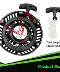 Diagram showing dimensions of Pull Start Recoil Starter Assembly For Predator 212cc 196cc 6.5HP Engines with nylon pull cord