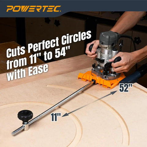 Top Shelf Adjustable Router Circle Cutting Jig And Template System, routing circles from 11" to 54" with precise setup in wood.