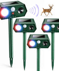 Two Gear Solar Ultrasonic Animal Deterrent With Motion Sensor Strobe Flash Yard Garden Deer Cat Rabbit Repeller For Plants And Vegetables Habituation Proof 2026 Upgrade, green solar stake