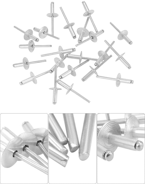 Hardcore Heavy Duty Aluminum Blind Rivets With Large Flange And 500 Piece Professional Hardware Kit For Metal Bonding And Auto Body Work Built Tough And Rust Resistant