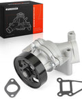 Straight Shooter Heavy Duty Engine Water Pump With Gasket And Pulley For Nissan Altima Rogue Sentra X Trail L4 2 5 Liter OEM, gray aluminum housing with black pulley.