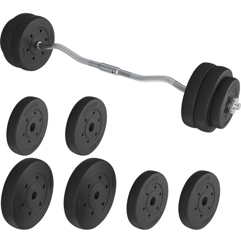 Adjustable Olympic Curl Barbell Set With Four 5.5 Lb Plates And Two 11 Lb Plates, Curl Bar, Star Lock Collars for home gym use