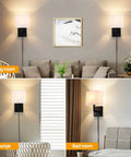 Plug In Wall Sconce With USB Charging Port And Dimmable Switch in living room, lounge, and bedroom settings, black finish