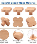 Top Shelf Four Leaf Wooden Drawer Knobs Pack Of Twelve Heavy Duty Natural Beech Wood Cabinet Pulls With Screws showing smooth surfaces.