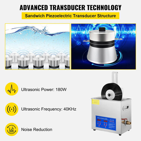 Keep Your Wax Crack Free With This Sleek Six Liter Ultrasonic Record Cleaner Holds Eight Vinyl Spinners Features Rust Proof Steel And Automatic Drying Rack For Fresh Turntables showing ultrasonic technology details.