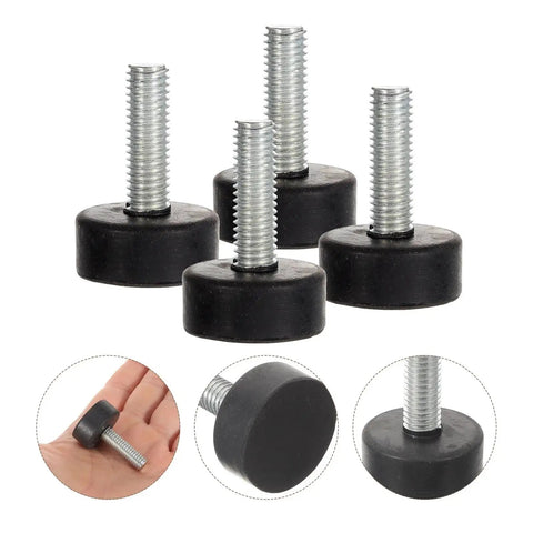 Four Pack Adjustable Rubber Feet For Furniture Levelers 25mm M8 Screws Heavy Duty Non Slip Table Leg Protectors