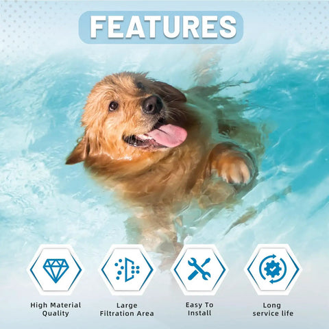Dog swimming showcasing features of Replacement Filter Tank Bottom Assembly For Pentair Clean And Clear Plus and Quad DE CCP Filters.